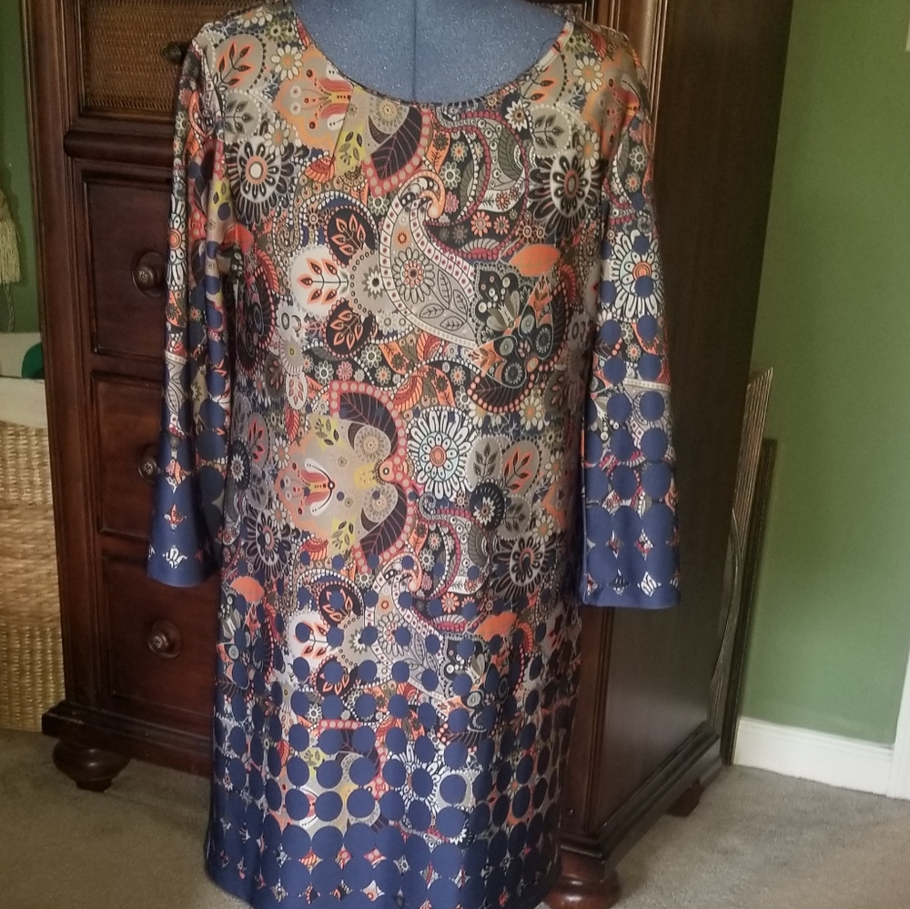Mely New York Multicolor 3/4 Sleeves Dress Medium